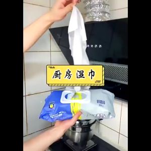 ทิชชู่ เปียกพร้อมน้ำยา ของอุปกรณ์ทิชชู่ สระสมัย สำหรับการป้องกันความสะอาดในครัว ขจัดคราบมันติ
