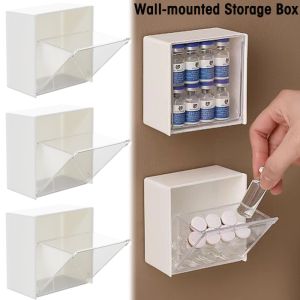 กล่องเก็บ ติดผนังห้องน้ำพลาสติกใส ฝาพับ ขนาดเล็ก ความงาม 1 รายสอง (เครื่องประดับเครื่องสำอางค์ไม้พันสำลีกล่องเก็บวัตถุขนาดเล็ก)