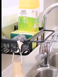 Kitchen multifunctional aluminum sink rack wall mounted punch-free dishwasher drain basket