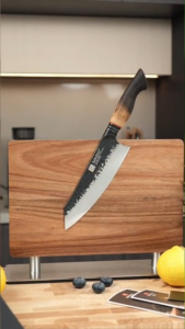 XINZUO Mo Series 7.6 Inch Santoku Knife – 67-Layer Damascus Steel Sharp Blade White Oak Handle