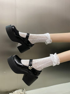 Giày Cao Gót Đế Dày Mary Janes Kiểu Pháp Cho Nữ Mùa Xuân 2025 Phong Cách Anh Cổ Điển Mũi Tròn Gót Dày Giày Đơn