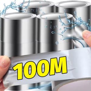4Rolls 100M Strong Waterproof Duct Tape Heavy Duty Anti-aging Leak Proof Sun Protection Super Sticky Repair Tape Pipe Sealing Wrapping Tape