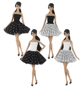 6-Point Ballet Dress Princess Lace Net Polka Dot Skirt Doll Clothes 30cm Doll Changing Clothes Toy for Girls under 14