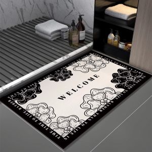 VIKAMA French Style Diatomite Floor Mats Non-Slip Anti-Mold Bathroom Rug Oval Shower Absorbent Mats Home Decor