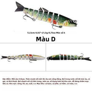 PROBEROS 21G 12.5cm Chìm Wobblers Mồi Câu Cá Khớp Nối Crankbait 8 Đoạn Mồi Nhân Tạo Cứng Cho Câu Cá Trên Sông Đại Dương Hồ Câu Cá