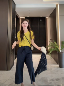 BaiXue Recommended Basil Traveler Spring Season Versatile Casual Loose Breathable Eighteen Light Luxury Casual Pants