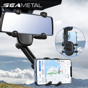 SEAMETAL Phone Holder for Car Rearview Mirror Mobile Phone Stand 360 Degree Rotation Multi-angle Phone Bracket