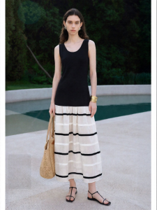 Black and White Patchwork Fish Tail Dress