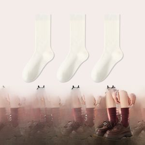 Miiow | Gray Socks For Women Spring Autumn Mid-Calf Winter No-Show White Over-The-Knee Cotton Blend Elastic Comfortable Breathable Socks