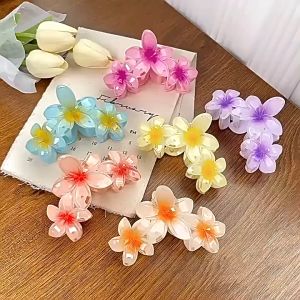 LD-C1152 Jepit Rambut 3 Bunga Kamboja Frangipani Hairclip / Hair Claw Jedai Kamboja Triplet Bunga 3