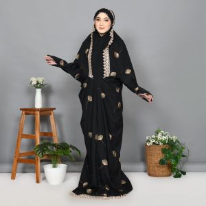 Mukena Terusan Putih Dewasa Jumbo Bordir Katun Premium