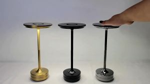 Vimite LED Metal Desk Lamp 3-Color Rechargeable Dimming Create Table Light Adjust Brightness Beside Decor Light for Cafe Hotel Room Bedroom Night Lighting