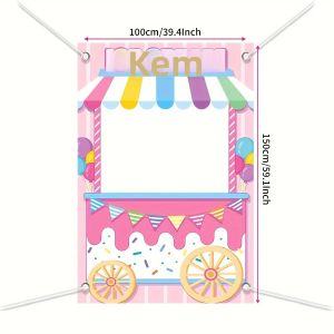 Trang Trí Tiệc Sinh Nhật Xe Bán Kem Mùa Hè Banner Khoét Rỗng Phông Nền Chụp Ảnh Bằng Vải Polyester Quà Tặng Cho Các Bữa Tiệc Kỷ Niệm