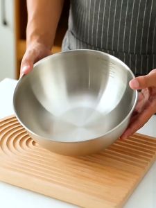 Bát Tô Thau Inox 304 Bát Tô Trộn Nhào Bột Thau Trộn Salad Đựng Thực Phẩm Hằng Ngày Có Vạch Chia Dung Tích ML Rõ Nét