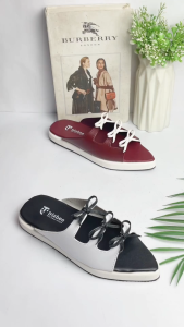 Trixbee Big Size-37-44 Sandal Wanita Mules Flat Slip On Pita Lancip Hitam Sendal Cewek Karet