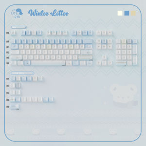 URE Winter Letter Crystal Keycaps Dye-Sub KDA Profile PBT+PC Keycaps Blue Jelly Keycaps For MX Cherry Mechanical Keyboard
