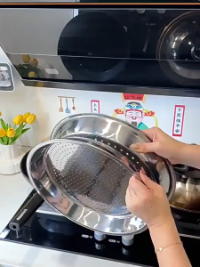 BHQ 28/30/32/34cm Stainless Steel Round Steamer Pan Deepen Household Steamer Rack Fish Steaming Tray
