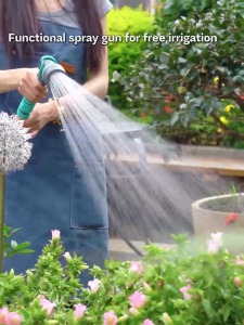 Bộ vòi tưới cây tự thu dây  Auto Hose reel-ZW: ống PVC 4 lớp đàn hồi chống gập đầu phun 10 kiểu.