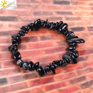 Black Tourmaline Bracelets Protection for Men Crystal Bracelets Chip Beads Chakra Natural Gem Stone Reiki Healing Bracelet E705