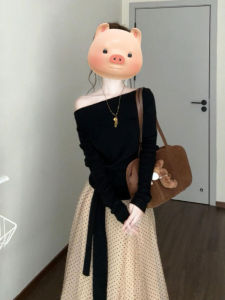 CHANGTONG | Áo Sweater Knit Qua Vai Phong Cách Retro