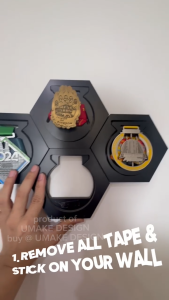 Hexagon marathon Medal Holder | Penyangkut Pingat Dinding larian Moden | DIY Medal Display Hanger