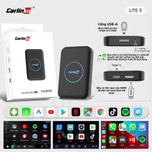 CarlinKit TBox LiteS Android AI Box Bộ Chuyển Đổi Không Dây CarPlay & Android Auto Cho Netflix YouTube IPTV Spotify - Mẫu 2025