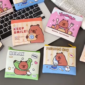 Capybara Coin Purse Wallet 👛 卡皮巴拉零钱包 Dompet Kecil Kapibara Comel Beg Duit Syiling Mini Pelajar Gaya Kartun Student Portable Bag Mini Key Bag Storage