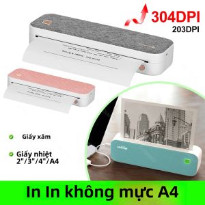 Peripage A40 Máy In Mini Cầm Tay Khổ A4 Giấy Nhiệt Không Mực Kết Nối Bluetooth Không Dây Cho Ảnh Điện Thoại - 203dpi/304dpi