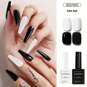 Bộ 2 Sơn Gel 15ml - Màu Đen Cổ Điển & Trắng Tinh Khiết Dành Cho Móng Ngắn & Dài Cùng Màu Với Chai