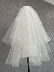 Short Wedding Dress Headpiece Sparkling Pearl Bridal Accessory Double Layered Popular Photography Prop for Women's Gowns