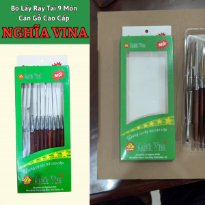 Bộ Lấy Ráy Tai 9 Món Cán Gỗ Cao Cấp  NGHĨA VINA  Bộ lấy ráy tai cao cấp và chuyên nghiệp .