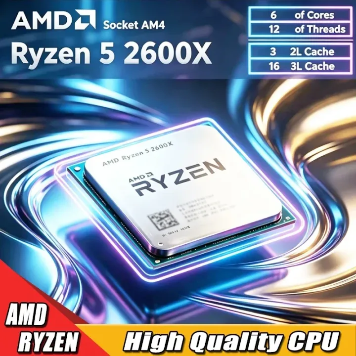 AMD | AMD Ryzen 5 2600X AM4 Motherboard Supported CPU 6C12T 4.2GHz Boost Frequency Video Editing Gaming Desktop Processor Without Cool