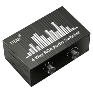 4 Way RCA L R Bi Directional Stereo Audio Switcher Durable Plug and Play for Home Theater Audio Switch Splitter HiFi Accessories