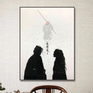 ภาพตกแต่งห้องรับแขกสไตล์จีนใหม่ ภาพผู้ชายและผู้หญิงรักกันตลอดชีวิต ภาพผ้าฝ้ายแบบเรียบง่ายและโมเดิร์นสำหรับห้องนอน ภาพตกแต่งผนังโซฟา