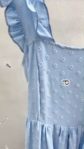 TW22491  เดรส สายระบาย สายผูกเอว