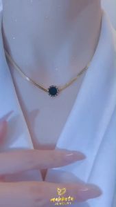K73 kalung Gepeng Titanium Liontin Bulat Hitam Mewah Korea Style