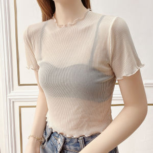 Fashionable Short Sleeve Lace Top Womens Summer Style Cute Blouse Beautiful New Strap Dress Inner Wear Short Sleeve Base Shirt