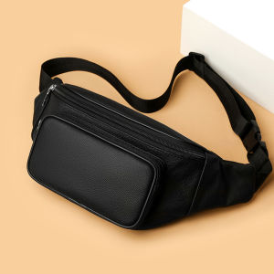 กระเป๋าคาดเอวหนังวัวกระเป๋าคาดเอวหนังแท้กระเป๋าสะพายขนาดใหญ่อเนกประสงค์กันน้ำกระเป๋าหน้าอกกลางแจ้งหนังวัวสำหรับวิ่งออกกำลังกาย