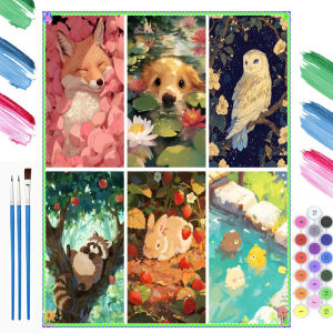 BILIBILI | DIY Oil Painting By Number Hand Painted Fox Animal DogRaccoons Home Decoration Wall Living Room Decor Best Gift
