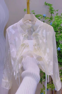 New Chinese Style Sun Protection Shirt Womens Spring Summer Loose Thin Long Sleeve Outerwear Embroidered Floral Stand Collar