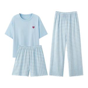 MiiOW | Summer Lightweight Cotton Set of 3 Womens Sleepwear with Built-in Padded Bra