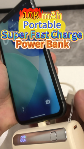 Kuhoo Beige Mini Cute Fast Charge Portable Power Bank 22.5W Super Lipstick Size Capsule Powerbank 10K 10000 mAh Plug Stand for iPhone 14 13 12 11 10 9 X Pro Max Plus