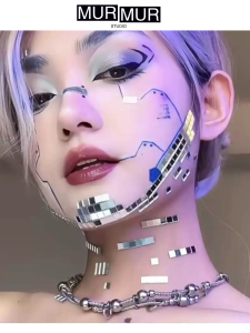 MurMur AI Cyberpunk Concert Stickers Self Adhesive Future Sensation Face Stickers Acrylic Material Beauty Makeup Tools