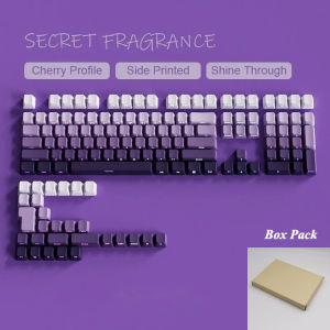 Gradient Purple Double Shot PBT Keycaps OEM Profile Side Print RGB Backlit Keycap 135 Key for Cherry MX Switches Gaming Keyboard