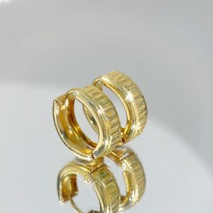 LAZO DIAMOND Line Textured Barrel Hoop Earrings in 585/14K Yellow Gold
