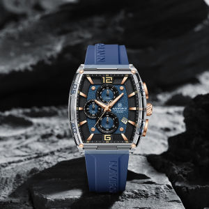 NAVIFORCE Original Mens Chronograph Watch Quartz Movement Sports Outdoor Silicone Strap Waterproof 50m Luminous Hands Second Hand Chronograph Date Square Mens Boy Fashion Accessories Watch NF6101