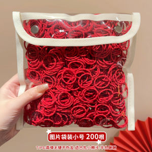 Childrens Hair Ties Red New Year Celebration Hair Accessories Non-Damaging Sweet Style Finger Hair Bands Fashionable Hair Ornaments