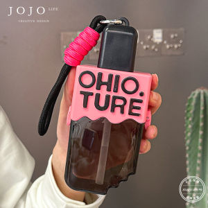 Jojos L PD Drift Straw Cup Female Student Plastic Cup Heat Resistant Anti Drop Modern Square Shape PC Material with PP Straw