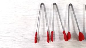 Stainless Steel & Silicone Ice Tongs | Food Clip BBQ Tweezers | Multi-Purpose Kitchen Utensil