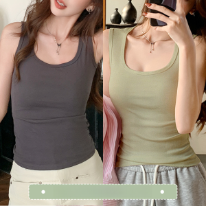 MiiOW | เสื้อกั๊กสีดำ ทรงหลวม สำหรับผู้หญิง ช่วงไหล่กว้าง คอสปอร์ต ป้องกันการเปิดเผย แขนกุด เสื้อชั้นใน แฟชั่นฤดูร้อน